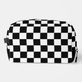 Geruite vierkanten Zwart-wit geometriepatroon Toilettasje (Voorkant)