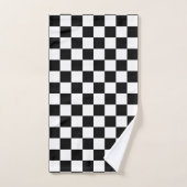 Geruite vierkanten zwart-wit geometrische retro bad handdoek (Handdoek)