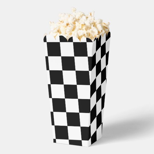 Geruite vierkanten Zwart-wit geometrische retro Bedankdoosjes (Popped)