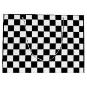 Geruite vierkanten zwart-wit geometrische retro groot cadeauzakje (Achterkant)