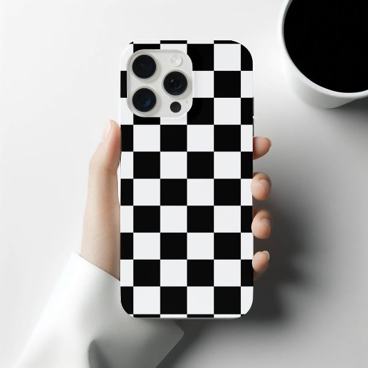 Geruite vierkanten zwart-wit geometrische retro iPhone hoesje