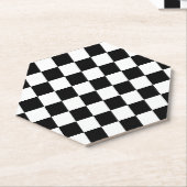 Geruite vierkanten zwart-wit geometrische retro kartonnen onderzetters (Schuin)