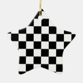 Geruite vierkanten zwart-wit geometrische retro keramisch ornament (Voorkant)