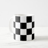 Geruite vierkanten Zwart-wit geometrische retro Koffiemok (Voorkant links)