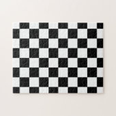 Geruite vierkanten zwart-wit geometrische retro legpuzzel (Horizontaal)