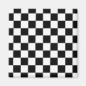 Geruite vierkanten zwart-wit geometrische retro magneet (Voorkant)