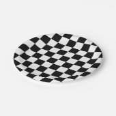 Geruite vierkanten zwart-wit geometrische retro papieren bordje (Gekanteld)