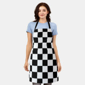 Geruite vierkanten zwart-wit geometrische retro schort (Gedragen)