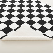 Geruite vierkanten zwart-wit geometrische retro sherpa deken (3/4)