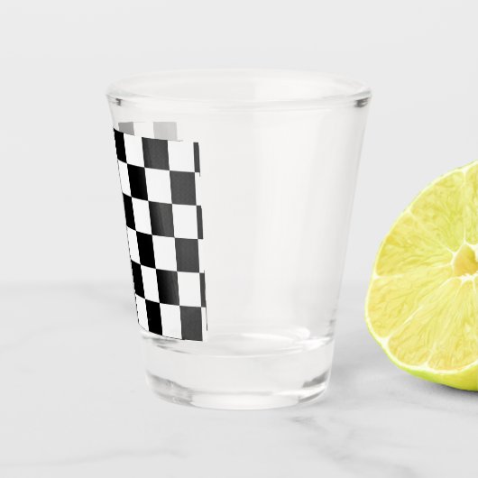 Geruite vierkanten zwart-wit geometrische retro shot glas (Rechts)