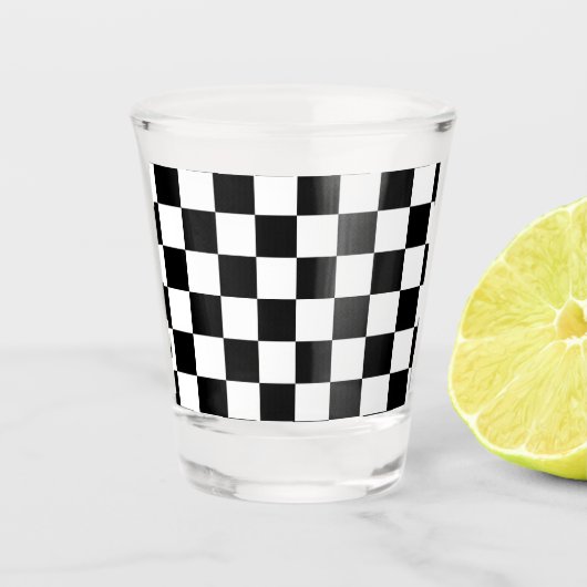 Geruite vierkanten zwart-wit geometrische retro shot glas (Voorkant)