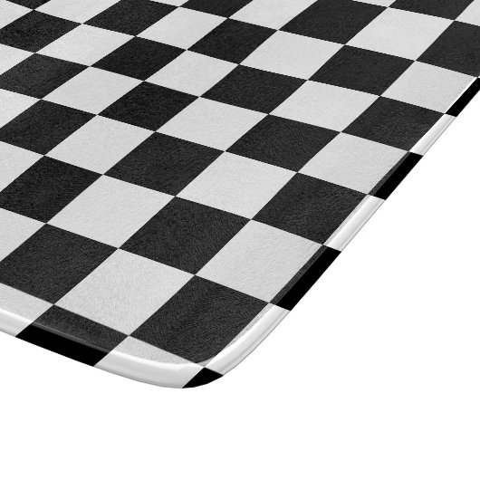 Geruite vierkanten zwart-wit geometrische retro snijplank (Hoek)