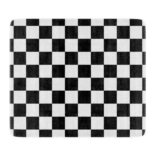 Geruite vierkanten zwart-wit geometrische retro snijplank (Voorkant)