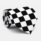 Geruite vierkanten zwart-wit geometrische retro stropdas (Opgerold)