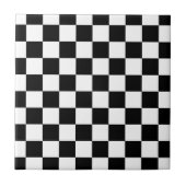 Geruite vierkanten zwart-wit geometrische retro tegeltje (Voorkant)