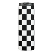 Geruite vierkanten zwart-wit geometrische retro thermosbeker (Achterkant)