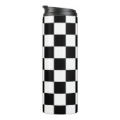 Geruite vierkanten zwart-wit geometrische retro thermosbeker (Geroteerd rechts)