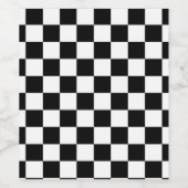 Geruite vierkanten zwart-wit geometrische retro wijn etiket (Enkel label)