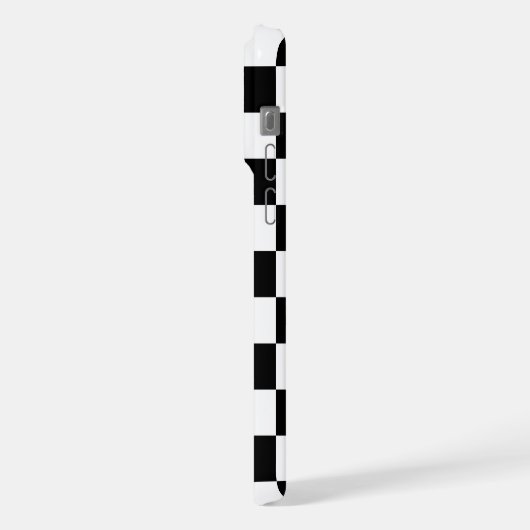 Geruite vierkanten zwart-wit retro Monogram iPhone Hoesje (Linkerkant)