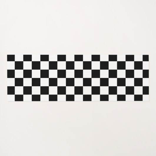 Geruite vierkanten zwart-wit retro monogram yogamat (Achterkant (horizontaal))