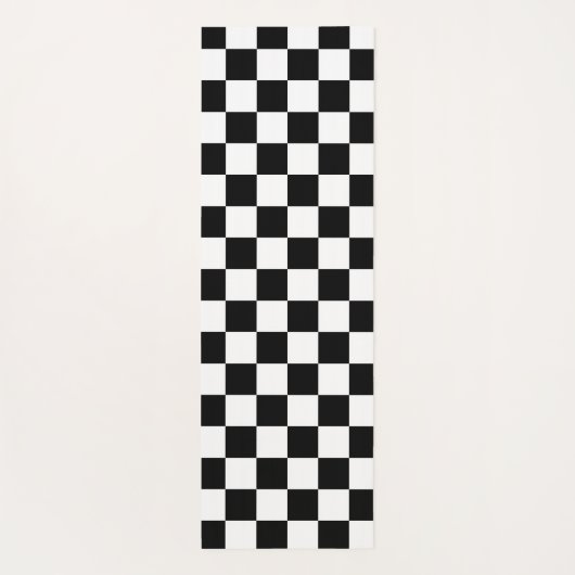 Geruite vierkanten zwart-wit retro monogram yogamat (Achterkant)