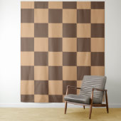 Geruite vintage in warme bruintinten wandkleed (In situ)