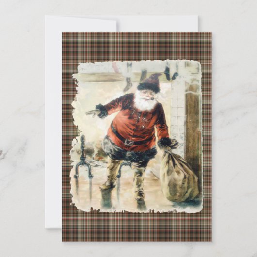 Geruite vintage Kerstman Kaart (Voorkant)