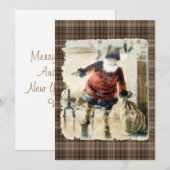 Geruite vintage Kerstman Kaart (Voorkant / Achterkant)