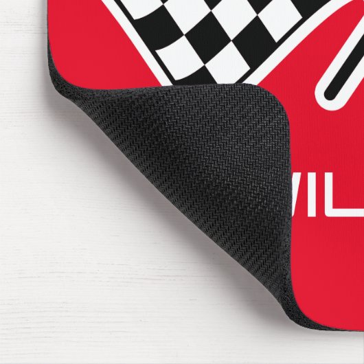 Geruite vlag Aangepaste naam Racing Rood Muismat (Hoek)