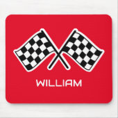 Geruite vlag Aangepaste naam Racing Rood Muismat (Voorkant)