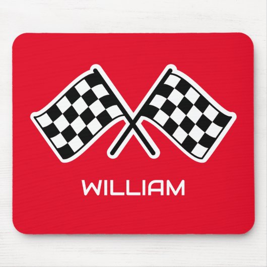 Geruite vlag Aangepaste naam Racing Rood Muismat (Voorkant)