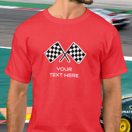 Geruite vlag Auto Fiets Racing Rood T-shirt