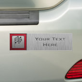 Geruite vlag; geborsteld aluminium uiterlijk bumpersticker (Op auto)