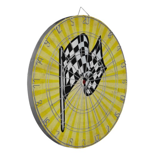 Geruite vlag; geel dartbord (Voorkant Links)