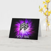 Geruite vlag; paarse kaart (Gele Bloem)