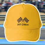 Geruite vlag Pit Crew Aangepaste tekst Geel Zwart Trucker Pet<br><div class="desc">Dit 'Pit Crew' pet is ontworpen voor liefhebbers van motor- en autoracen! Een stijlvolle sjabloon met de winnende geblokte vlaggen. De tekst kan worden aangepast, zodat deze sjabloon kan worden aangepast voor verschillende gelegenheden en evenementen. Een uniek cadeau voor vrienden of familie voor verjaardagen, feestdagen en vaderdagen, of als een...</div>