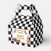 Geruite Vlag Raceauto 1e Verjaardag Bedankdoosjes (Voorkant Zijde)