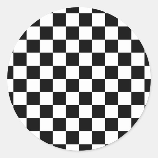 Geruite vlag Racing Design Schaakbord Ronde Sticker (Voorkant)