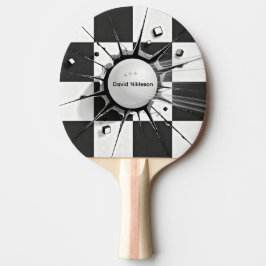 Geruite Vlag Sport Tafeltennis Bal Doorbraak, Tafeltennisbatje