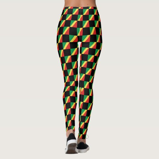 Geruite vlag van de Republiek Congo Leggings (Achterkant)