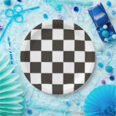 Geruite vlaggenpatroon papieren bordje (Feest)