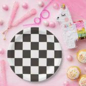 Geruite vlaggenpatroon papieren bordje (Feest)