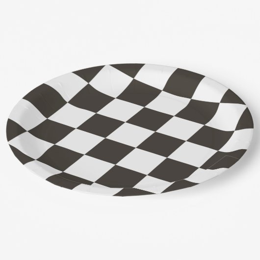 Geruite vlaggenpatroon papieren bordje (Gekanteld)