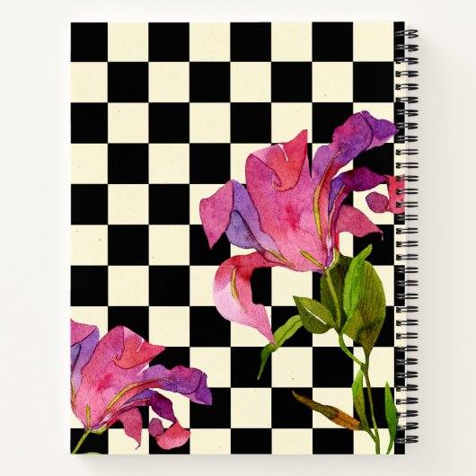 Geruite Waterverf Bloemen Notitieboek (Achterkant)