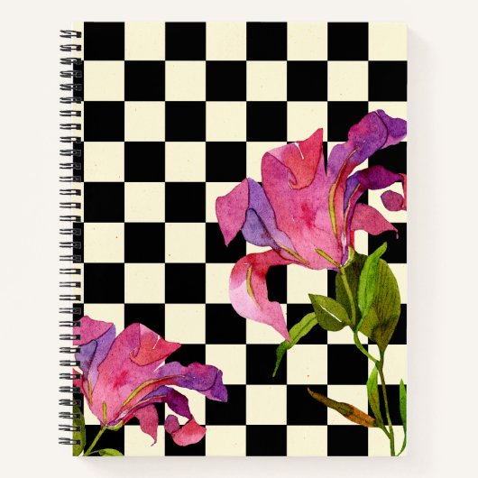 Geruite Waterverf Bloemen Notitieboek (Voorkant)