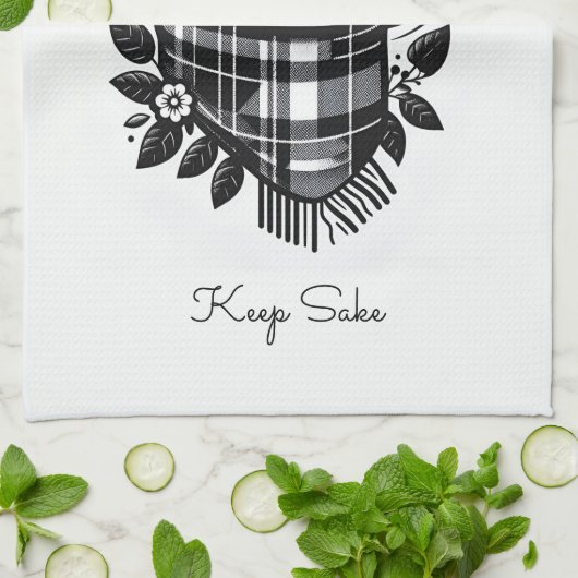 geruite waterverf drink boerderij latte Coffee Theedoek (Gevouwen)