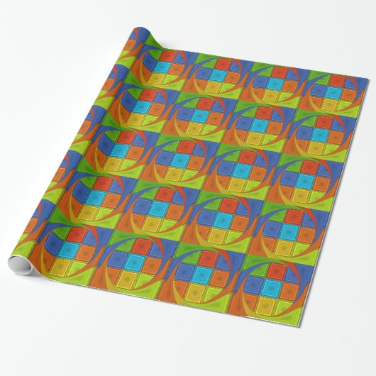 Geruite Wervel Kunstprint Cadeaupapier (Uitgerold)