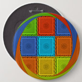 Geruite Wervel Kunstprint Ronde Button 6,0 Cm (Voorkant /achterkant)