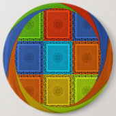 Geruite Wervel Kunstprint Ronde Button 6,0 Cm (Voorkant)
