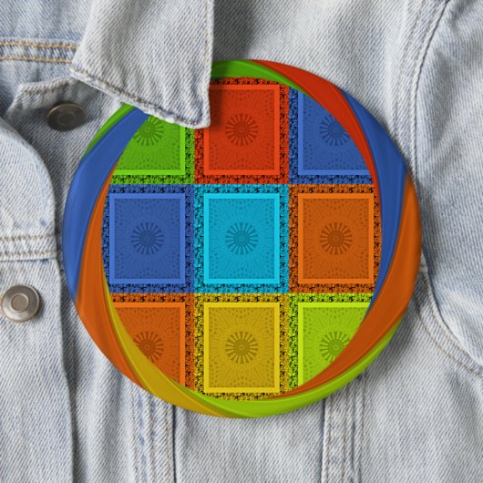 Geruite Wervel Kunstprint Ronde Button 6,0 Cm (In situ)